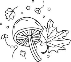 Easy fall coloring pages for kids, hand drawn autumn coloring pages for children vector