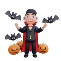 3d cute Vampire doing scary pose halloween design png