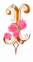 Golden roses diamond alphabet png