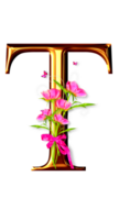 dorado floral alfabeto png
