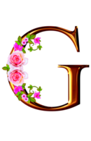 Golden floral alphabet png