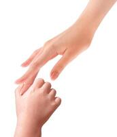 Baby hand holding mother finger photo