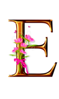 gyllene blommig alfabet png