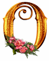 bloemen gouden alfabet png