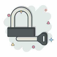 Icon Padlock related to Bicycle symbol. comic style. simple design editable. simple illustration vector