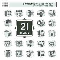 Icon Set Biochemistry. related to Chemistry symbol. comic style. simple design editable. simple illustration vector