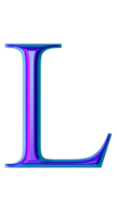 Blue iridescent alphabet png