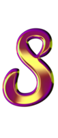 Purple golden alphabet png