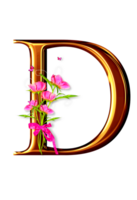 gyllene blommig alfabet png