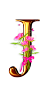 gouden bloemen alfabet png