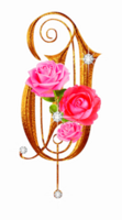 d'or des roses diamant alphabet png