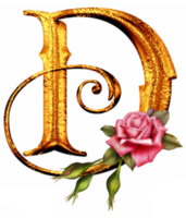 Floral golden alphabet png