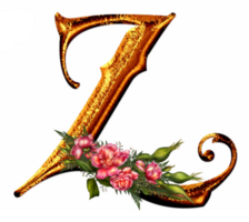 Floral golden alphabet png