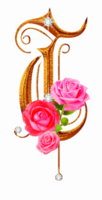 d'or des roses diamant alphabet png