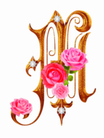 d'or des roses diamant alphabet png