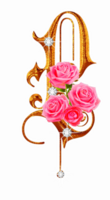 Golden roses diamond alphabet png