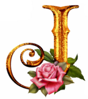 Floral golden alphabet png