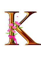 Golden floral alphabet png