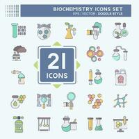 Icon Set Biochemistry. related to Chemistry symbol. doodle style. simple design editable. simple illustration vector