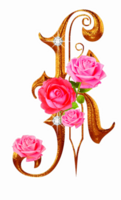 d'or des roses diamant alphabet png