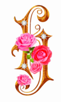 d'or des roses diamant alphabet png