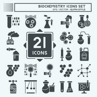Icon Set Biochemistry. related to Chemistry symbol. glyph style. simple design editable. simple illustration vector