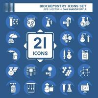 Icon Set Biochemistry. related to Chemistry symbol. long shadow style. simple design editable. simple illustration vector