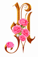 d'or des roses diamant alphabet png