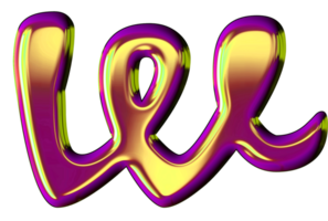 Purple golden alphabet png