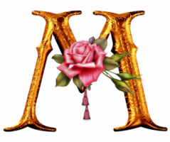 blommig gyllene alfabet png
