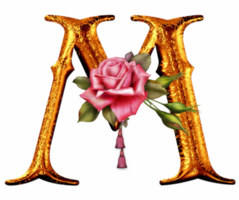 floral d'or alphabet png