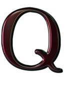 Glossy burgundy alphabet png