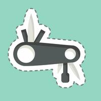 Sticker line cut Multitool related to Bicycle symbol. simple design editable. simple illustration vector