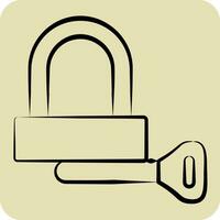 Icon Padlock related to Bicycle symbol. hand drawn style. simple design editable. simple illustration vector