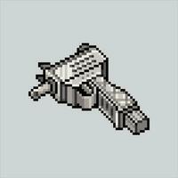 píxel Arte smg. pixelado corto máquina pistola. smg arma íconos antecedentes pixelado para el píxel Arte juego y icono para sitio web y vídeo juego. antiguo colegio retro vector