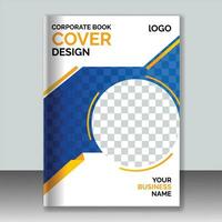 un corporativo libro cubrir diseño con azul y amarillo degradado color. resumen fondo, catálogos, póster, libro, folletos, anual informe, planificadores, resumen cubre diseño vector, rectángulo y elipse vector