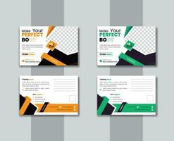 modern minimal fitness and gym post card design template for gym center. web banner and web post design premium vector and use for business marketing