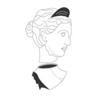 antiguo busto escultura aislado en blanco antecedentes en psicodélico extraño estilo.antiguo estético. línea arte.vector ilustración vector