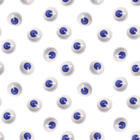Horror seamless pattern with blue eyeball. Loopable isolated design png