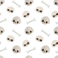 Loopable Skräck design med skalle och ben, skrämmande halloween sömlös mönster png