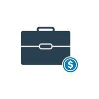 Bonus Icon. With Business Briefcase and Dollar Symbols. Editable Flat Vector Illustration.