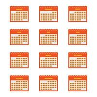 12 Months Calendar Icon Set. Flat style vector EPS.