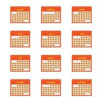 12 Months Calendar Icon Set. Flat style vector EPS.