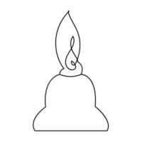 One continuous line drawing of candle lighted and Burning fire and melting candle Light in the dark black outline Vector illustration design