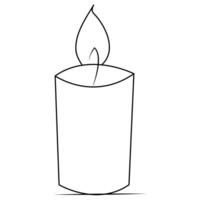 One continuous line drawing of candle lighted and Burning fire and melting candle Light in the dark black outline Vector illustration design