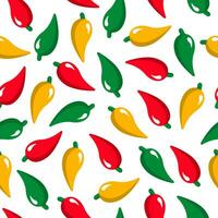 Seamless pattern with red, green and yellow pepper. Abstract vector illustration in a flat style