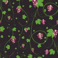 Design elements with bunches of grapes and vines. Vector illustration. Seamless pattern