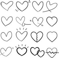 Hand drawn line heart on white background. Isolated vector