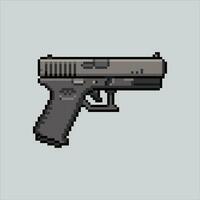 Pixel art Glock Gun. Pixelated Pistol. Handgun Glock weapon icons background pixelated for the pixel art game and icon for website and video game. old school retro. vector