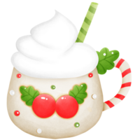 Watercolor cup and smoothie with Christmas colors, Watercolor Christmas season illustration png